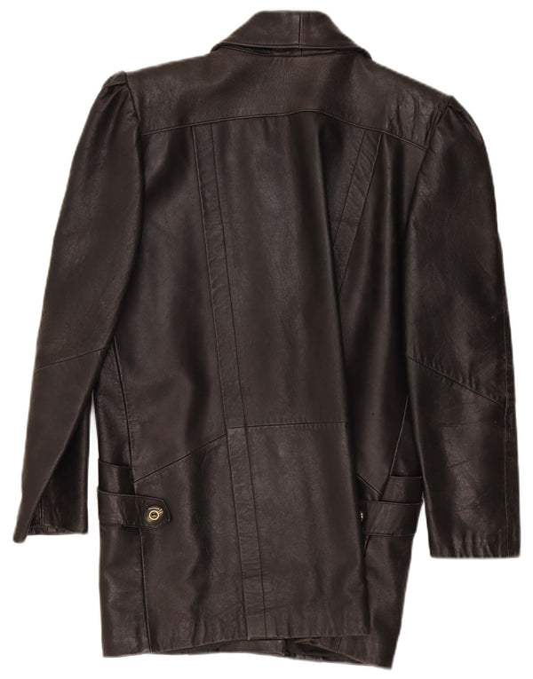 Vintage mujer chaqueta de cuero Reino Unido 14 marrón medio