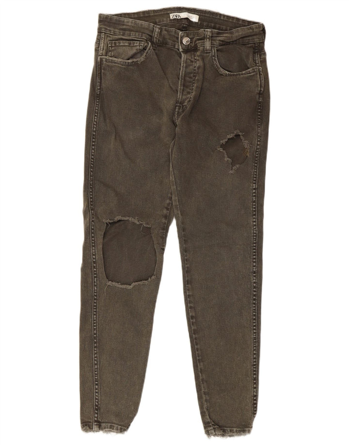 Zara Jeans ajustados desgastados para hombre EU 42 Medium W32 L27 Algodón caqui