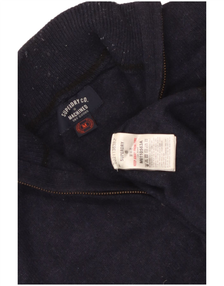Superdry Jersey con cuello y cremallera para mujer, talla 44, lana azul marino mediana