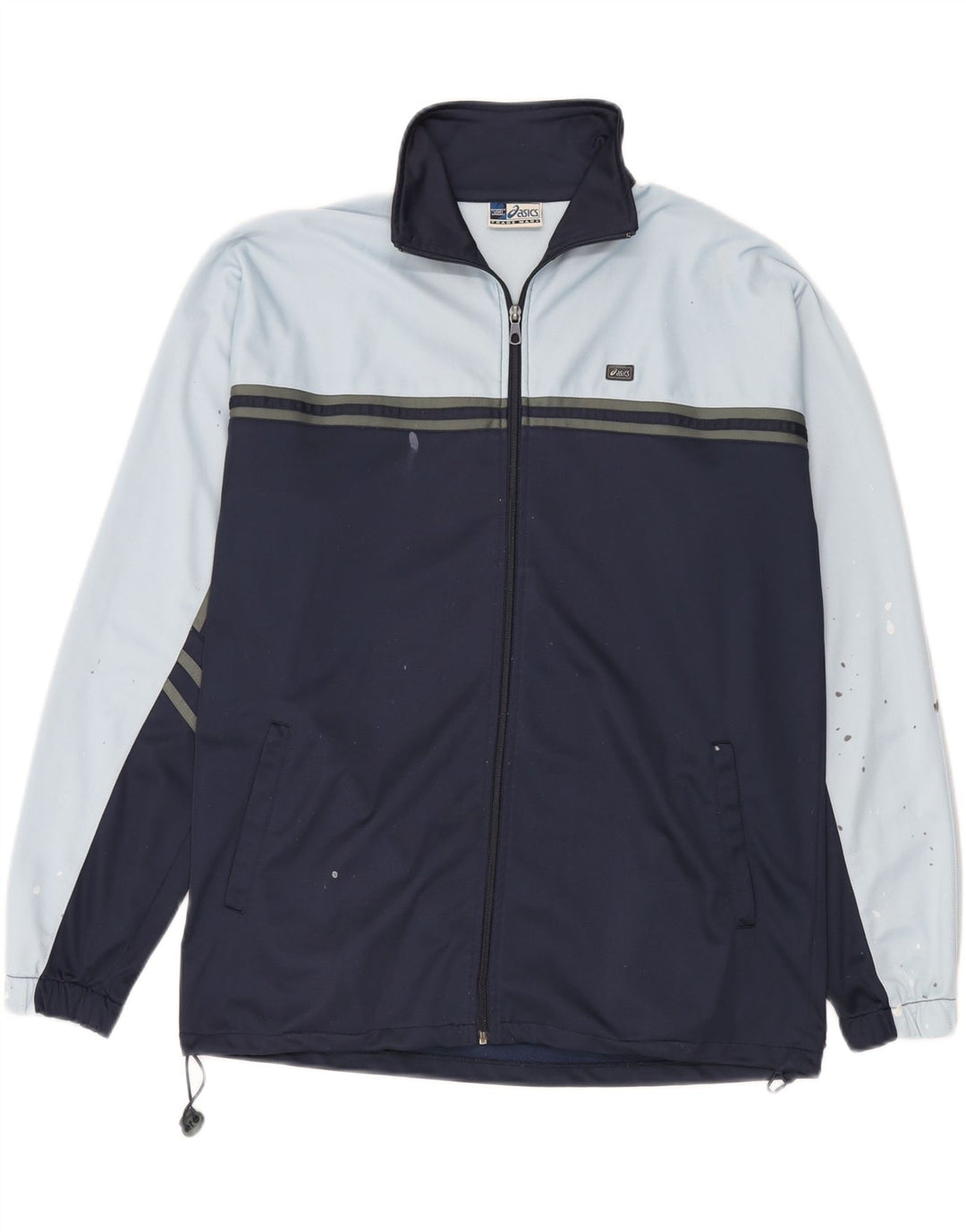 Asics Hombre Chándal Top Chaqueta Grande Azul Marino Colorblock Poliéster