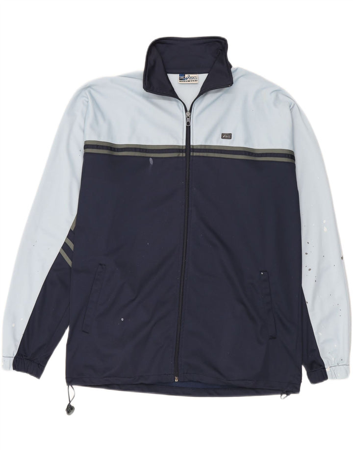 Asics Hombre Chándal Top Chaqueta Grande Azul Marino Colorblock Poliéster