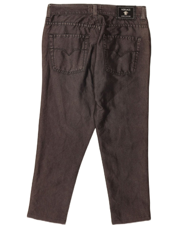 Versace Hombre Pantalones Casuales Tapered W29 L23 Algodón Gris