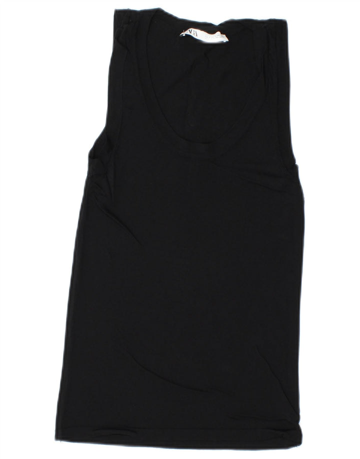 Zara Mujer Chaleco Top UK 8 Small Negro