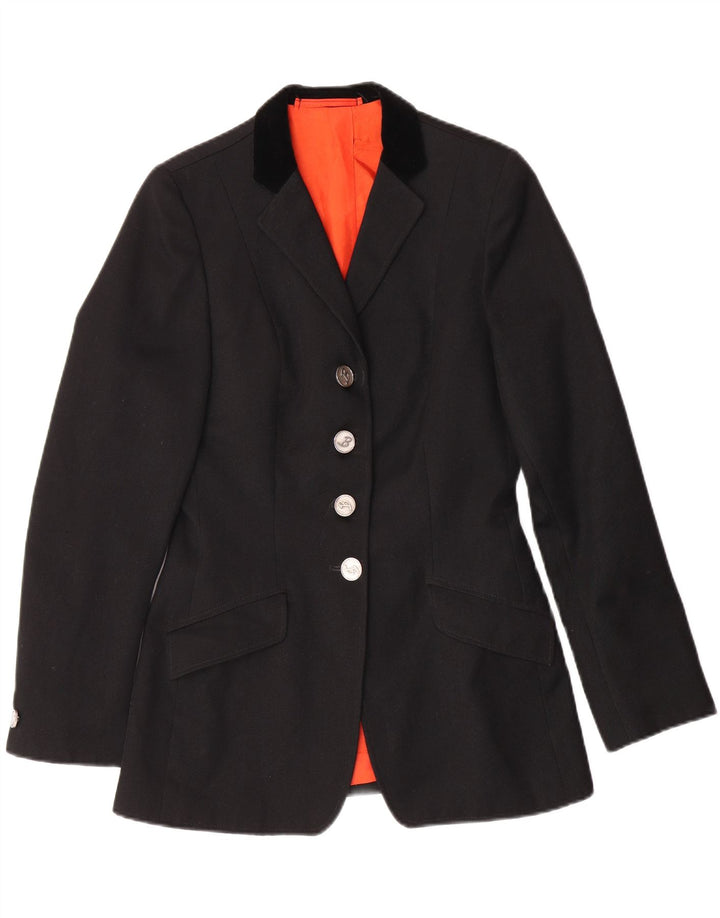 VINTAGE Womens 4 Button Blazer Jacket IT 40 Small Black Polyester Vintage Vintage and Second-Hand Vintage from Messina Hembry 