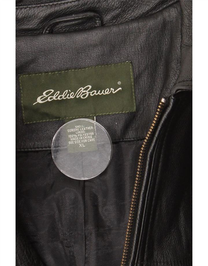Eddie Bauer Chaqueta de cuero para hombre UK 42 XL Cuero negro