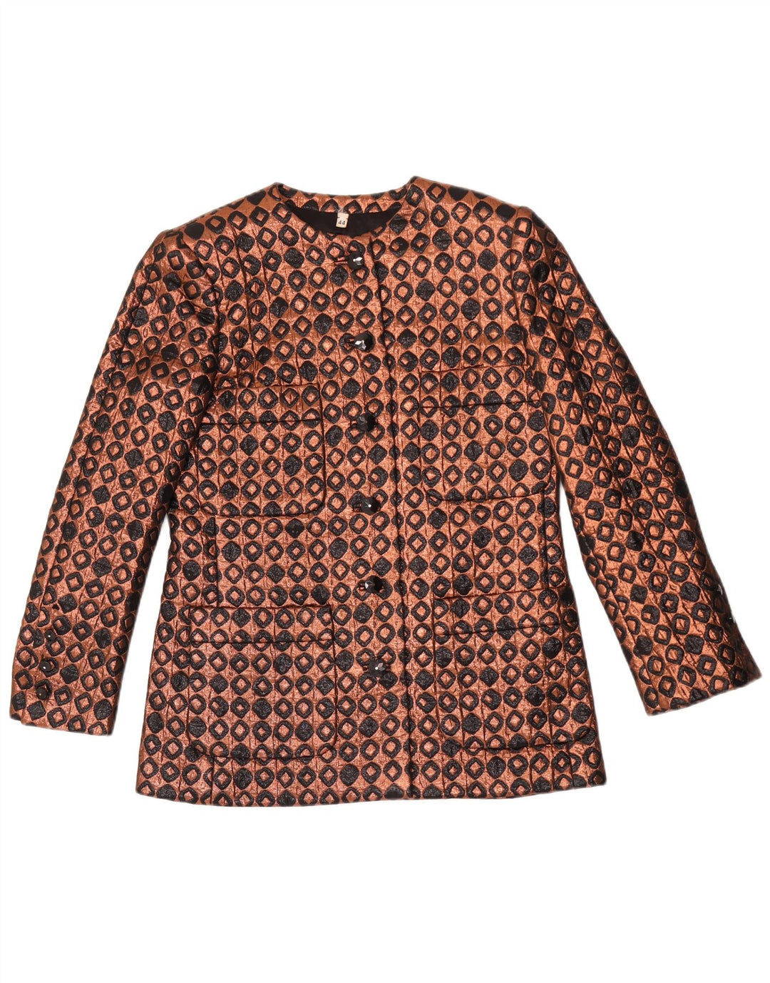 Vintage mujer 6 botones Blazer chaqueta IT 44 marrón medio geométrico