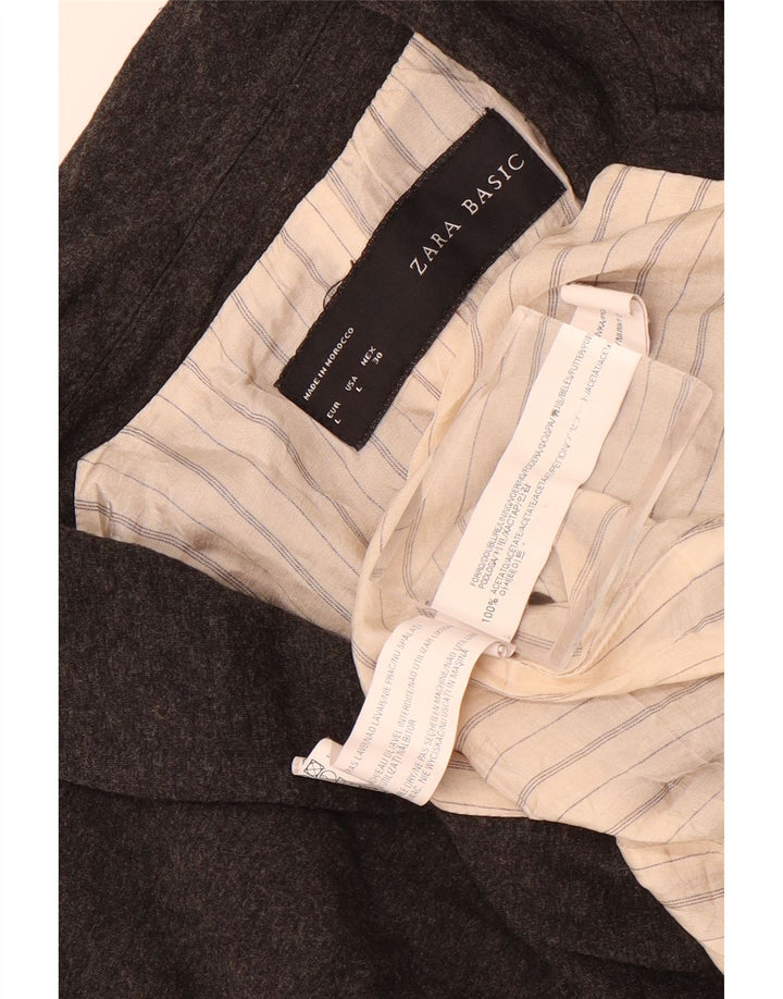 Zara Chaqueta Blazer De 1 Botón Para Mujer UK 44 Grande Acetato Gris