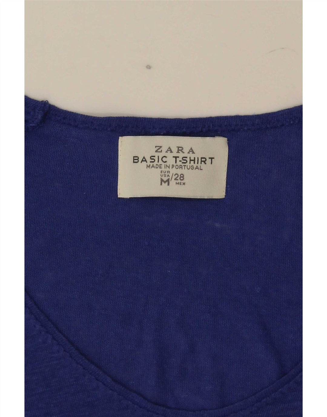 Zara Mujer Camiseta Top UK 44 Medio Azul Moteado