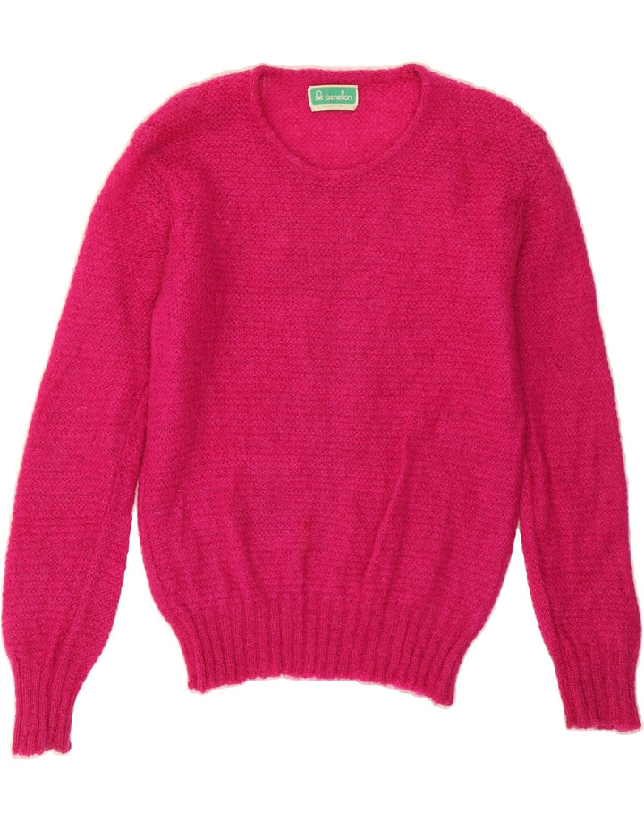 BENETTON Womens Boat Neck Jumper Sweater UK 12 Medium Pink Vintage Benetton and Second-Hand Benetton from Messina Hembry 