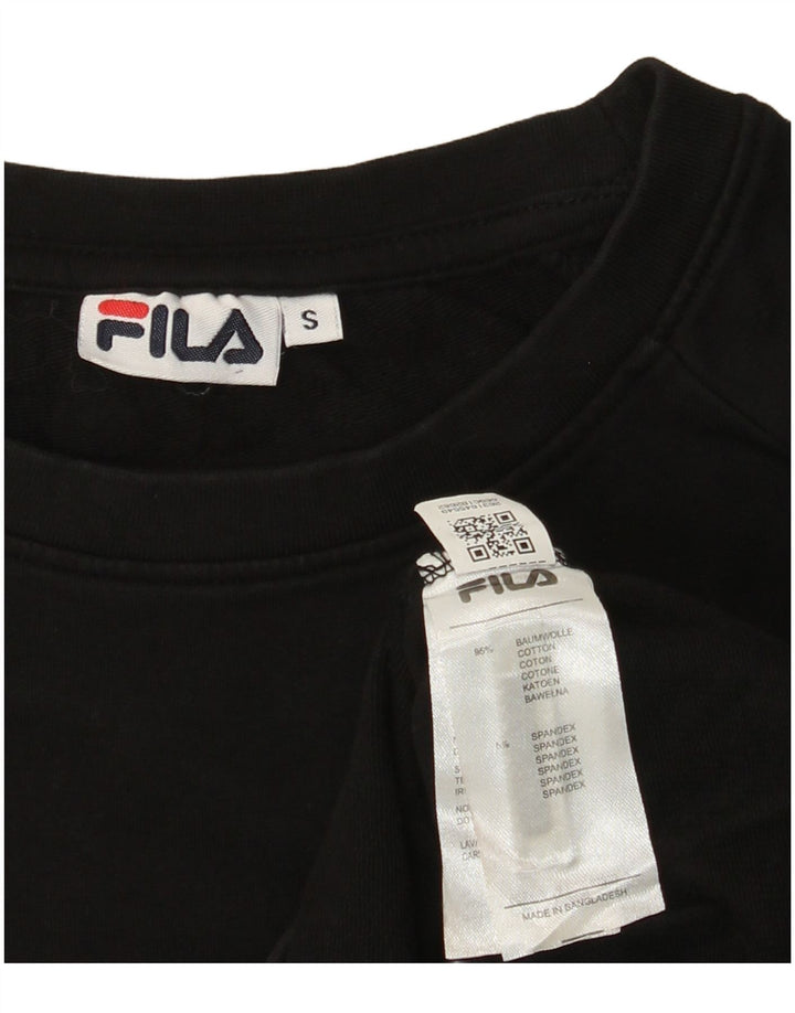 FILA Sudadera gráfica para mujer Jumper UK 10 Small Black Cotton