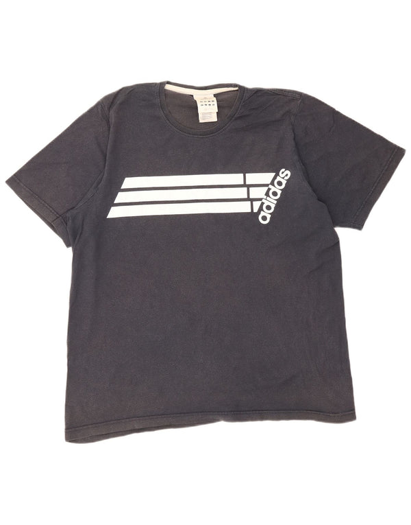 Adidas Hombre Camiseta Gráfica Top Grande Azul Marino Colorblock Algodón