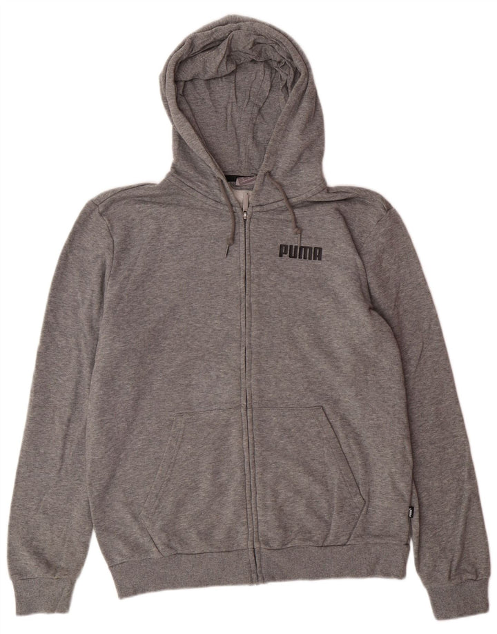 PUMA Sudadera con capucha y cremallera para hombre Algodón gris medio