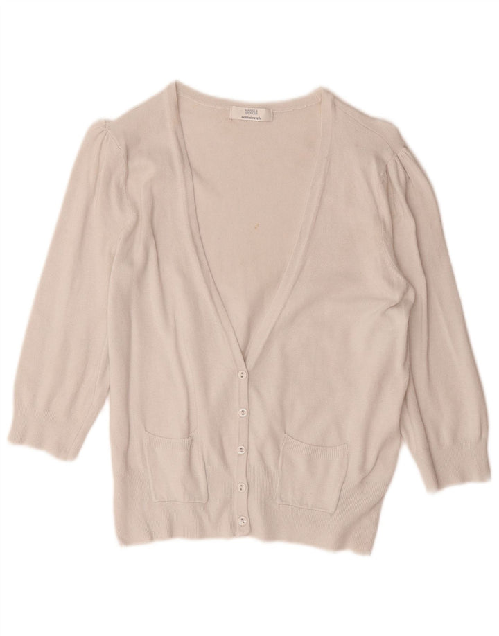 Marks & Spencer Suéter tipo cárdigan de manga 3/4 para mujer UK 40 Mediano Blanco roto