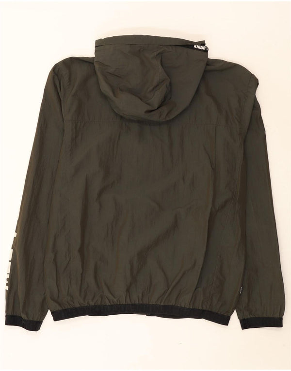 KHUJO Chaqueta impermeable con capucha y gráfico para hombre UK 42 XL Poliéster color caqui