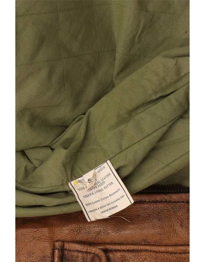 Chaqueta de cuero vintage para hombre IT 56 2XL Marrón