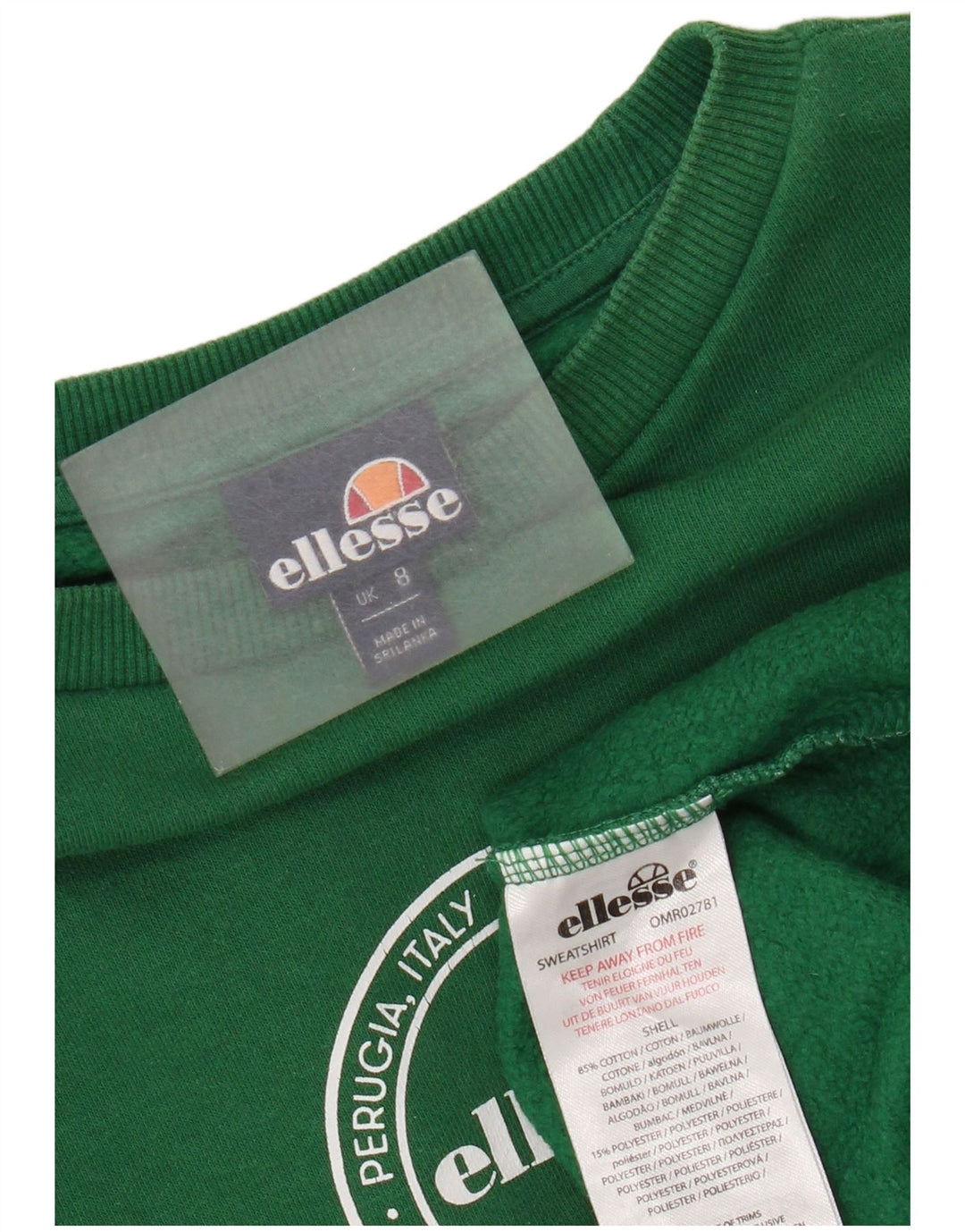 Ellesse Mujer Gráfico Sudadera De Gran Tamaño Jersey UK 8 Small Verde
