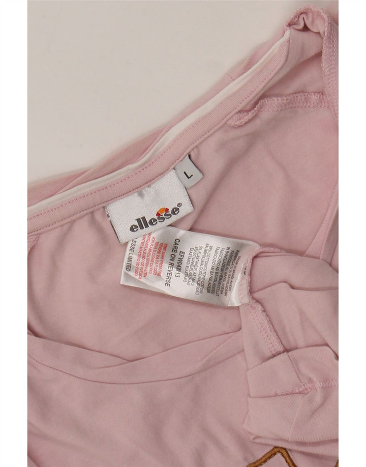 Ellesse Camiseta gráfica para mujer Top UK 44 Grande Algodón rosa
