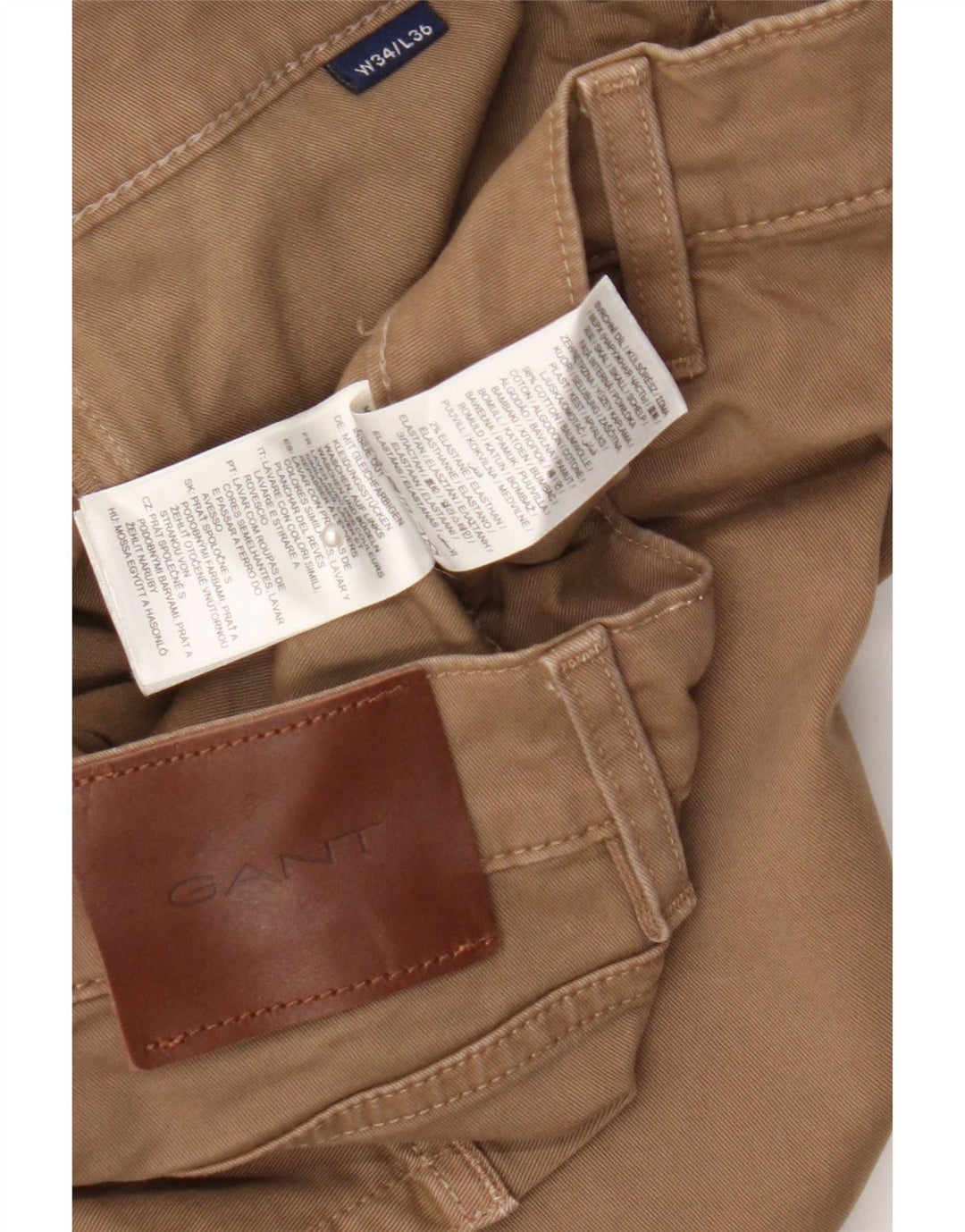 Gant Pantalón cargo ajustado para hombre W34 L32 Algodón marrón