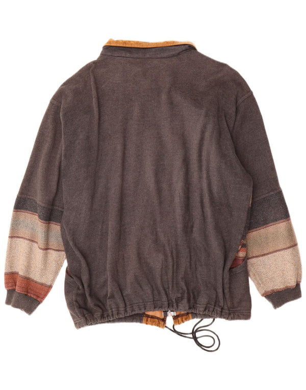 Vintage hombres gráfico bomber chaqueta Reino Unido 42 XL gris colorblock acrílico