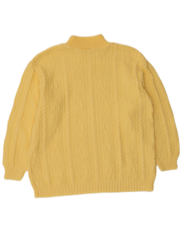 VINTAGE Mujer Turtle Neck Jumper Suéter Reino Unido 12 Amarillo Medio