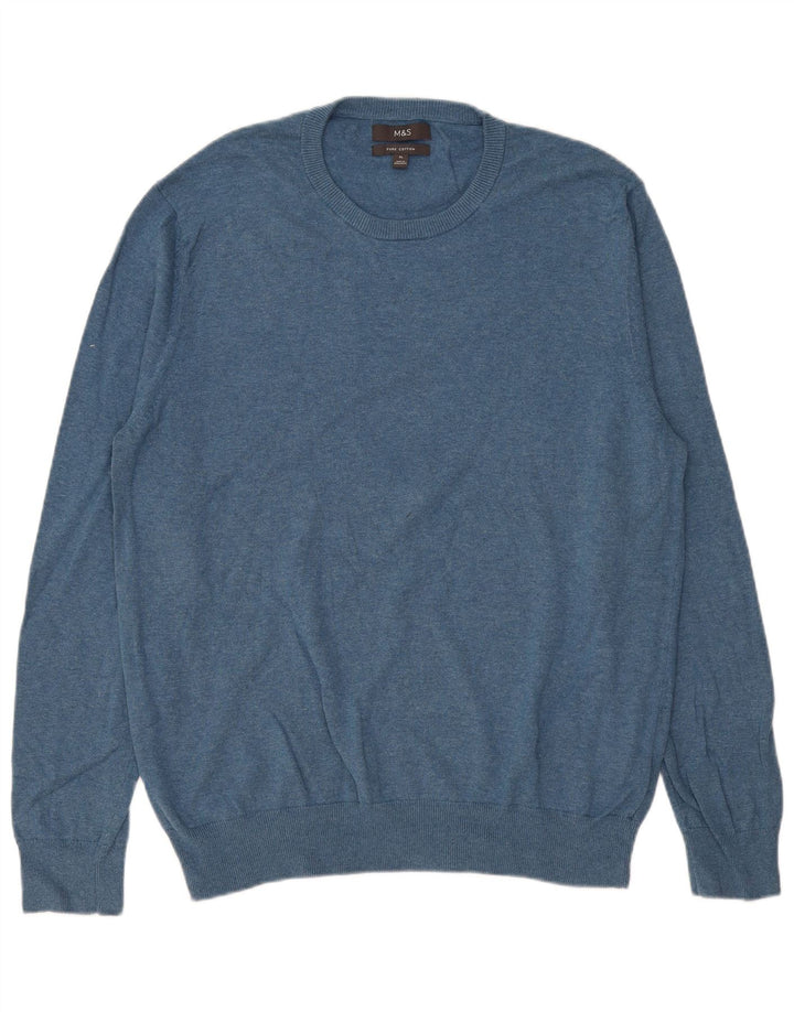 Marks & Spencer Jersey de cuello redondo para hombre XL Algodón azul