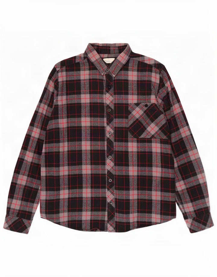 Camisa de franela vintage para hombre XL Algodón a cuadros negros