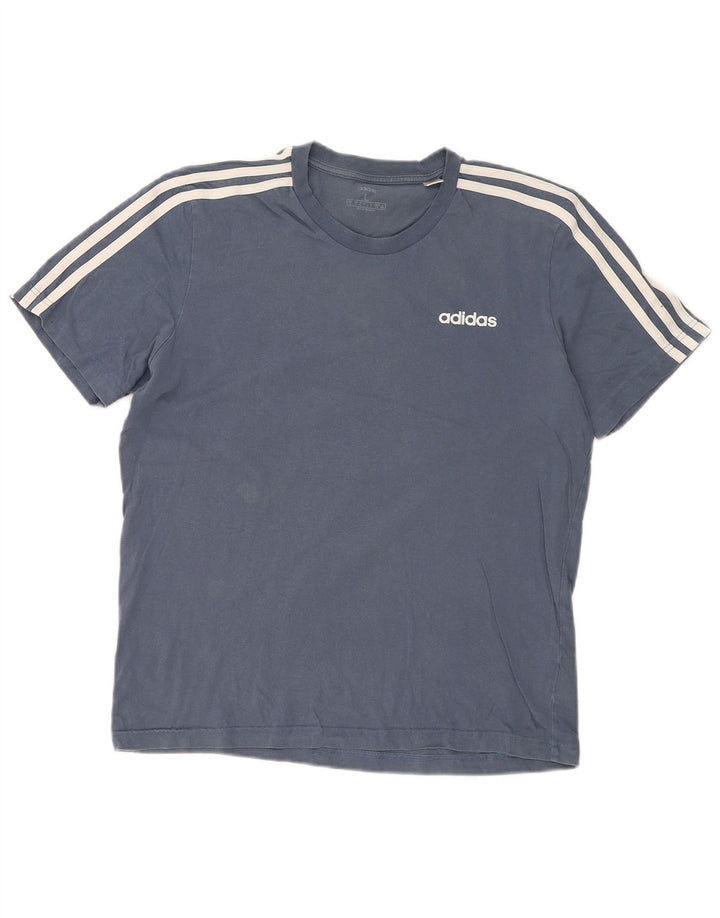 Adidas - Camiseta para hombre, talla grande, algodón azul