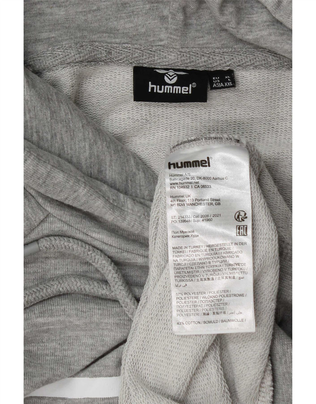 Hummel Sudadera con capucha gráfica para hombre XL Poliéster moteado gris