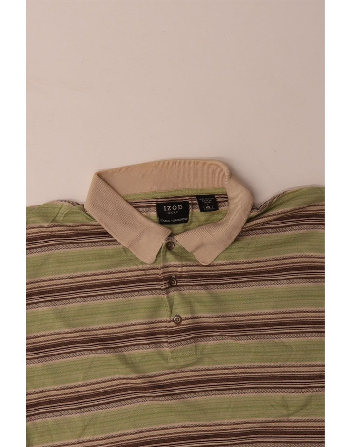 IZOD Polo para hombre de algodón a rayas grises grandes