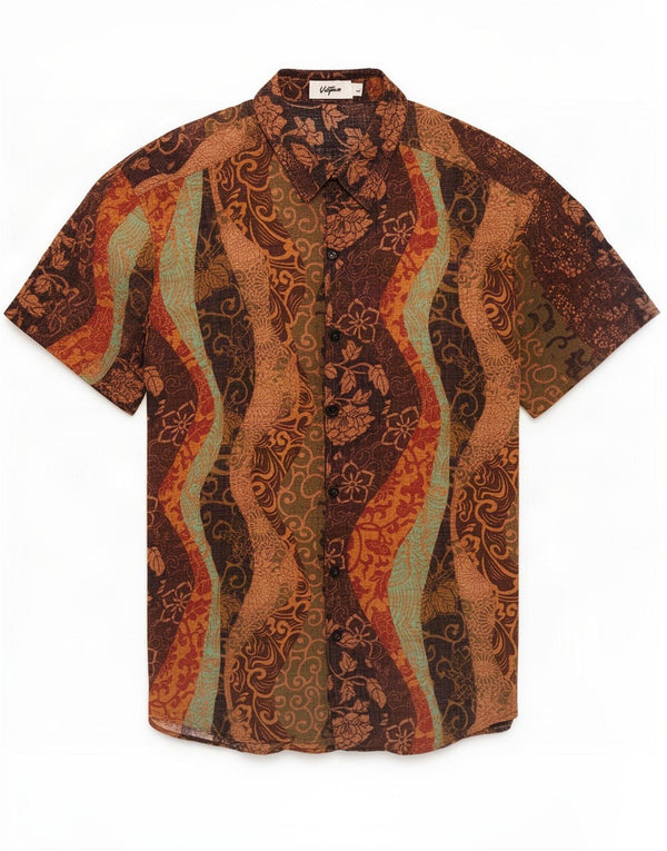 Vatpave Camisa de manga corta para hombre de algodón floral multicolor grande