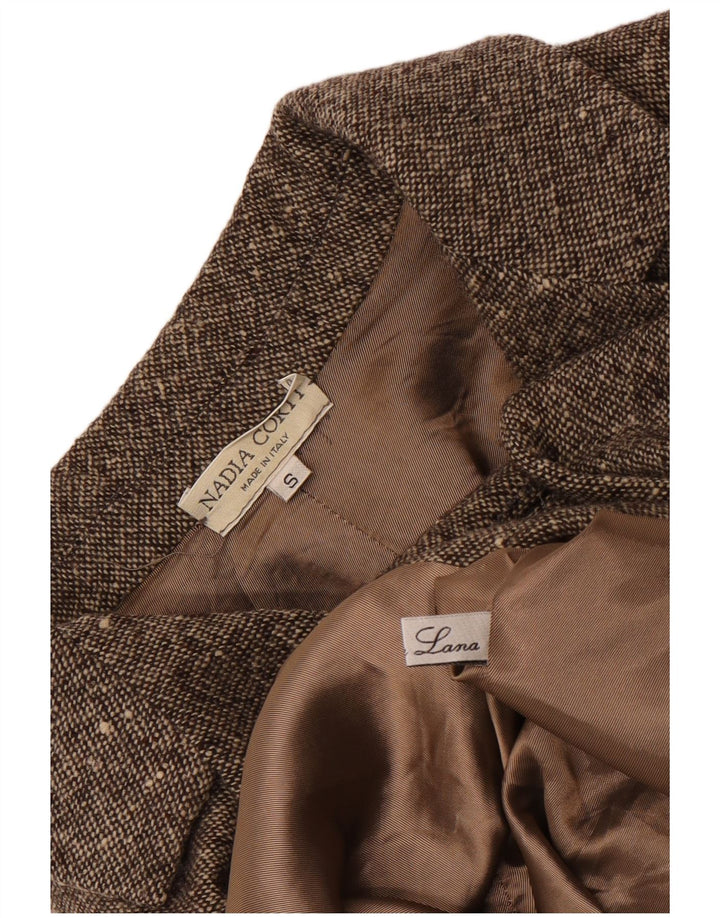 Vintage mujer abrigo Reino Unido 10 pequeña lana moteada beige
