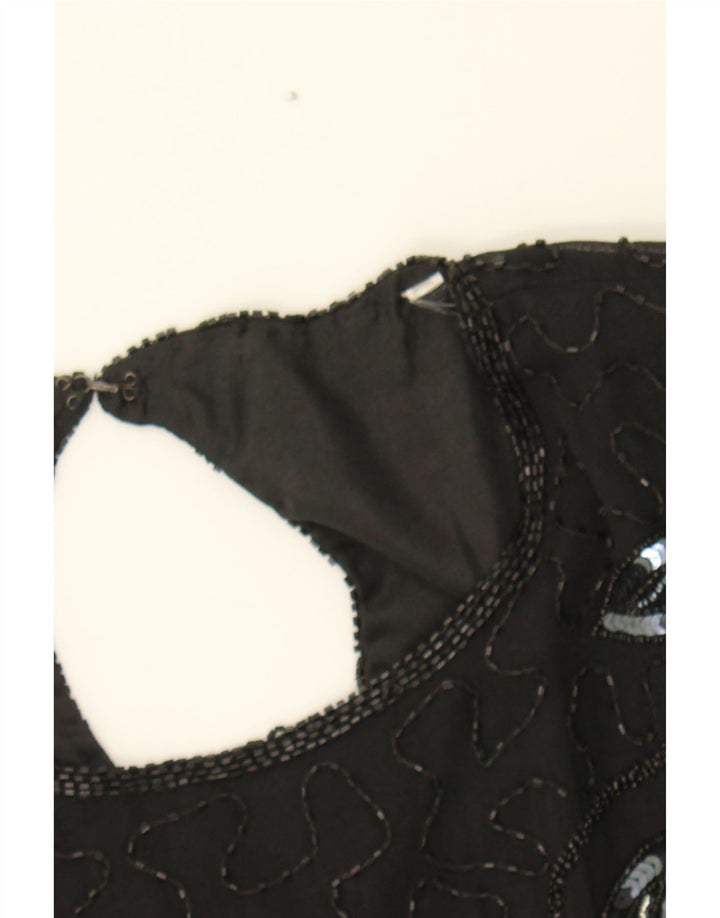 VINTAGE Womens Short Sleeve Blouse Top UK 12 Medium Black Viscose Vintage Vintage and Second-Hand Vintage from Messina Hembry 
