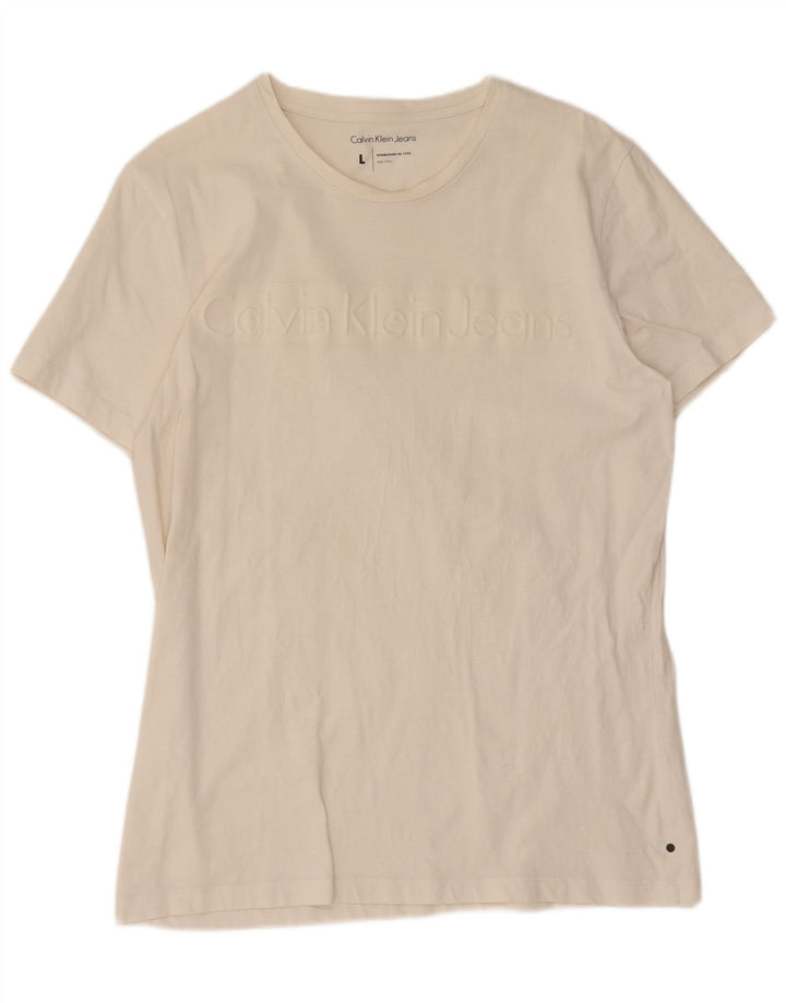 Calvin Klein Jeans - Camiseta gráfica para hombre, talla grande, color blanco