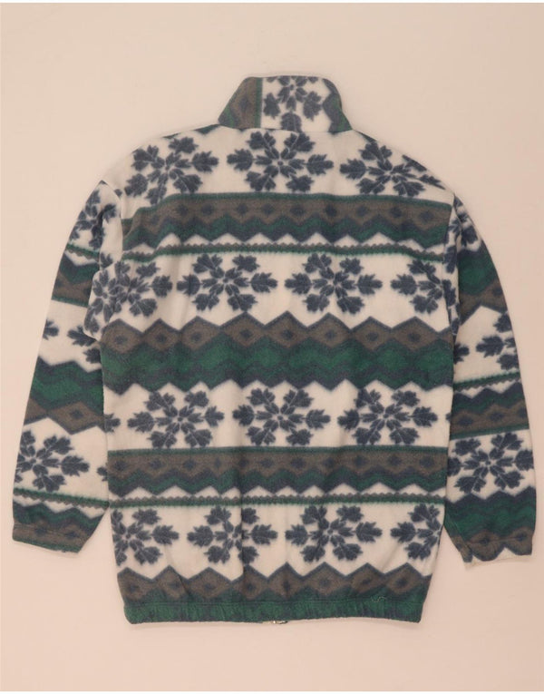 Vintage Mens Fleece Chaqueta Reino Unido 38 Medio Multicolor Fair Isle
