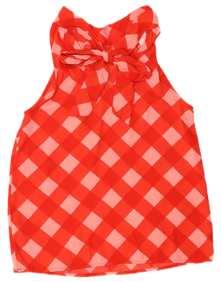 J. Crew Top halter con pajarita para mujer US 00 2XS Poliéster a cuadros rojo