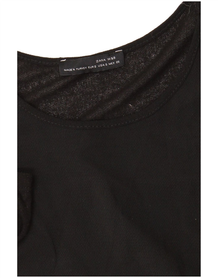 Zara Mujer Maxi Vestido De Manga Larga UK 40 Small Negro