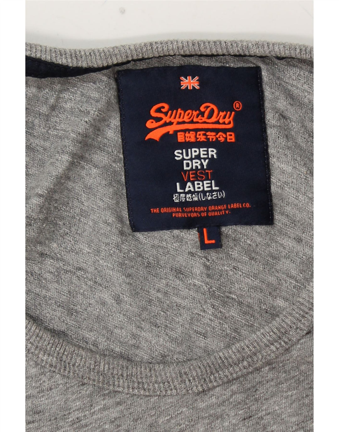 SUPERDRY Hombre Camiseta sin mangas con gráfico Large Grey Colourblock
