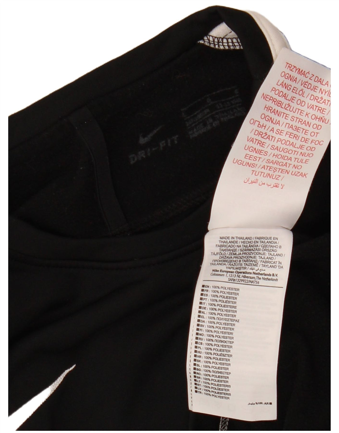 NIKE Boys Dri Fit Top Manga Larga 12-13 Años Grande Negro Colorblock