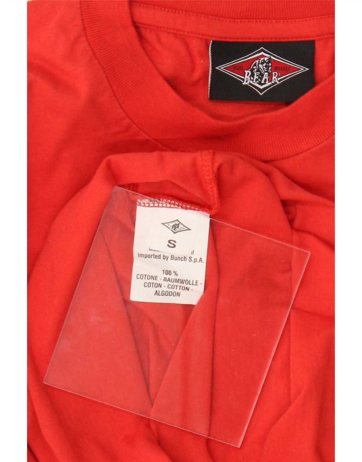 Bear Mens Graphic Top Manga Larga Pequeño Algodón Rojo