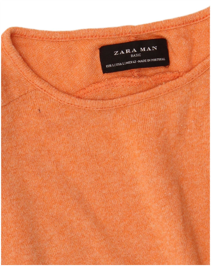 Zara Hombre Jersey Cuello Redondo Jersey Grande Naranja