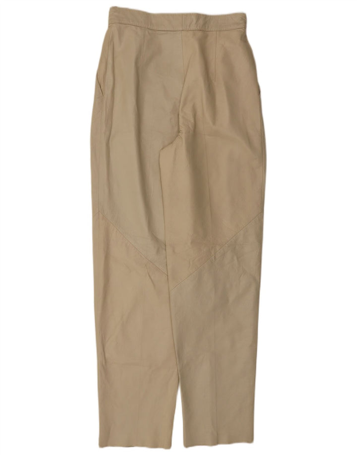 VINTAGE Pantalones de cuero cónicos para mujer W26 L30 Beige