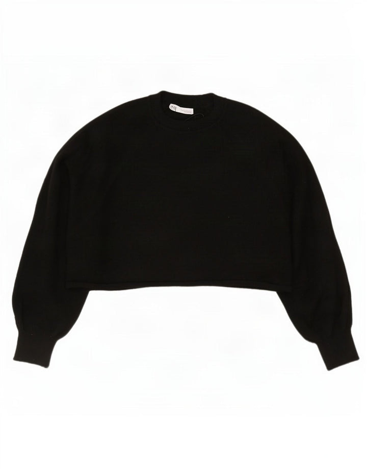 Zara Mujer Crop Blusa Extragrande Top UK 44 Medium Negro