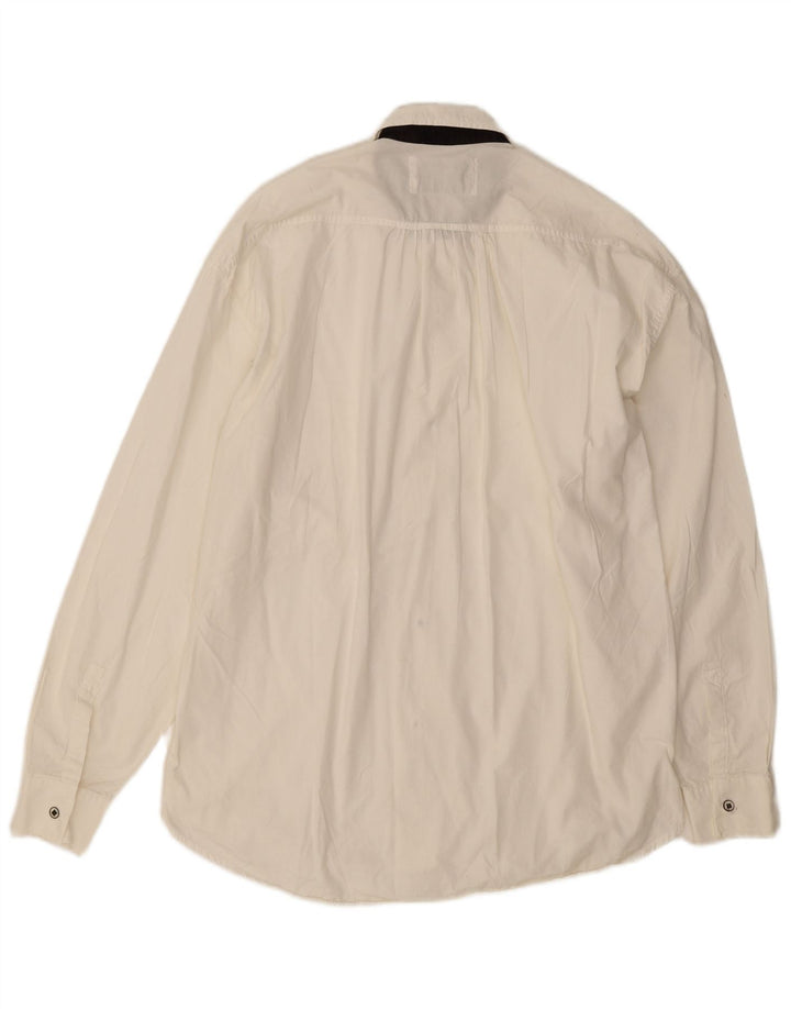 Camisa vintage para hombre de algodón floral blanco medio