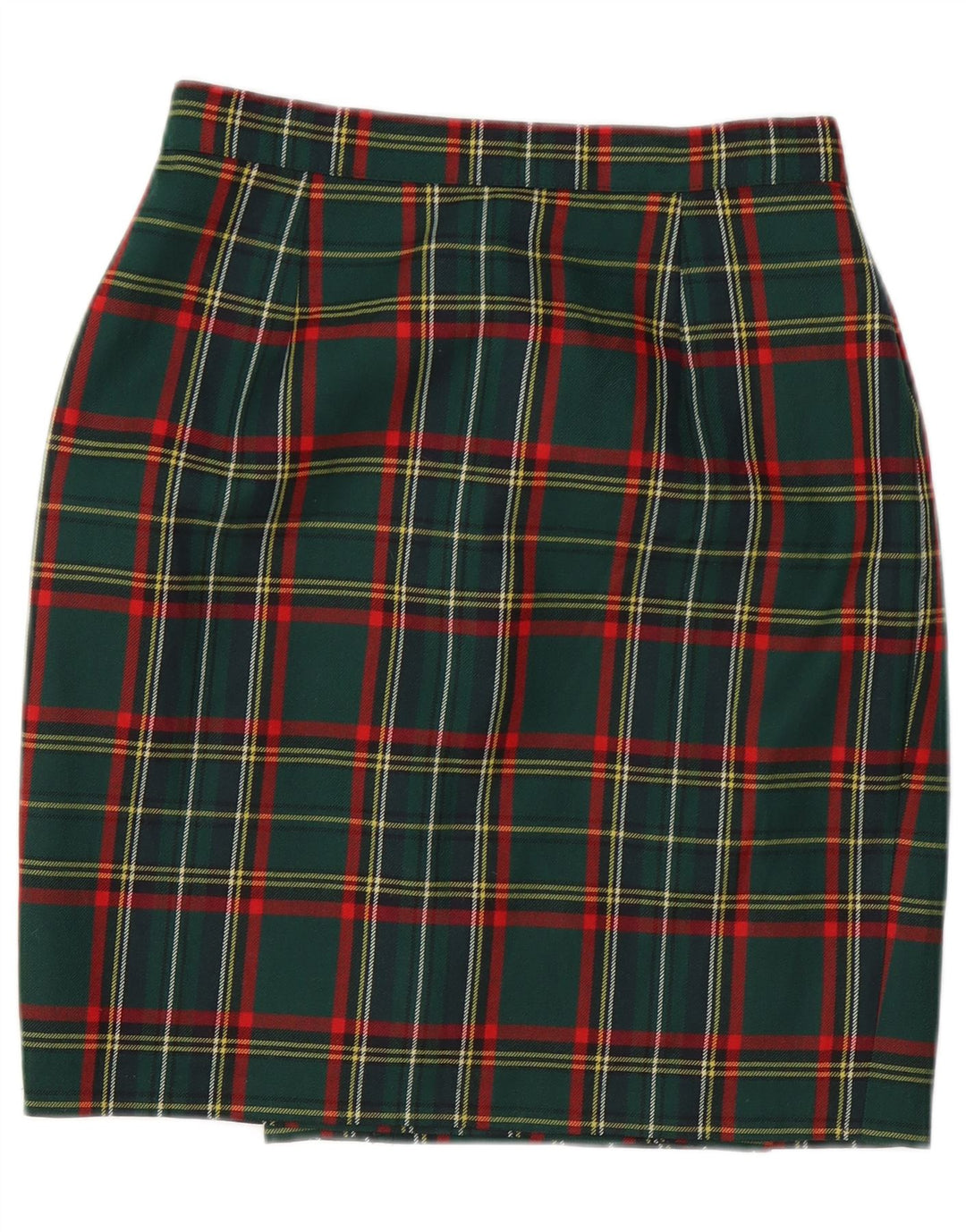 Falda lápiz vintage para mujer W28 cuadros verdes medianos