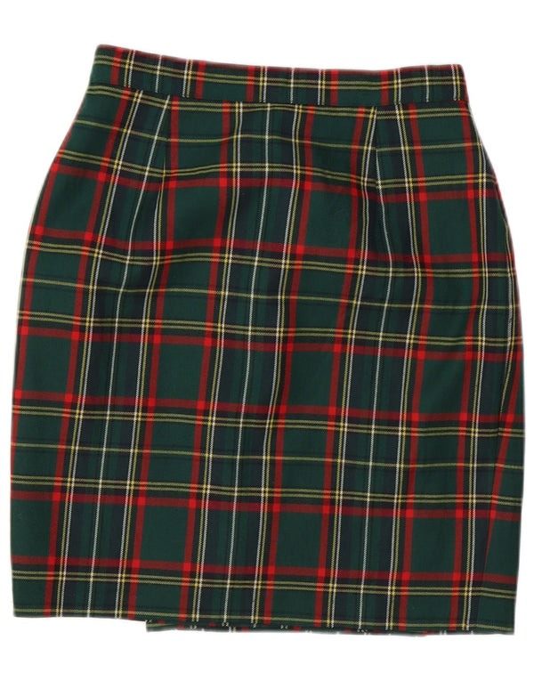 Falda lápiz vintage para mujer W28 cuadros verdes medianos
