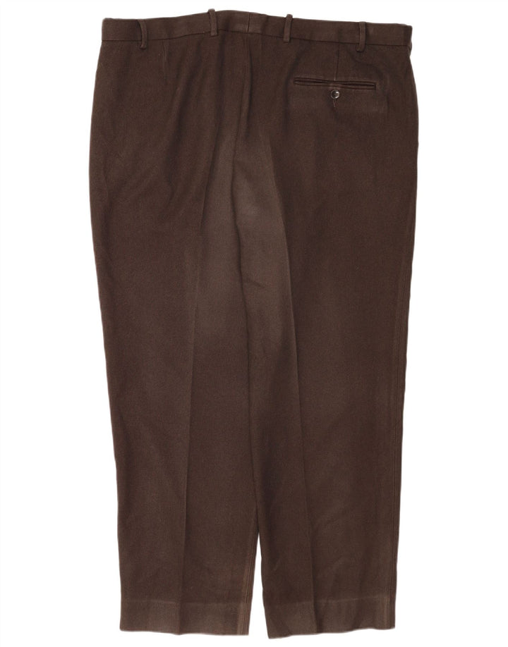 Marks & Spencer Pantalón de traje regular recto para hombre W42 L29 Poliéster marrón
