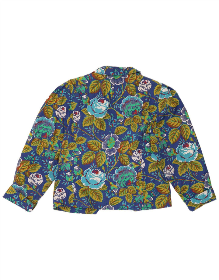 JEAN CLAIRE Chaqueta blazer de 1 botón para mujer IT 42 Algodón floral azul medio