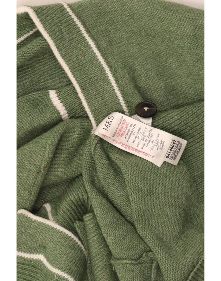 Marks & Spencer Suéter tipo cárdigan para hombre 2XL Poliéster verde