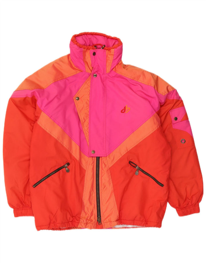 Chaqueta de esquí con capucha vintage para hombre IT 46 Pequeño bloque de color multicolor