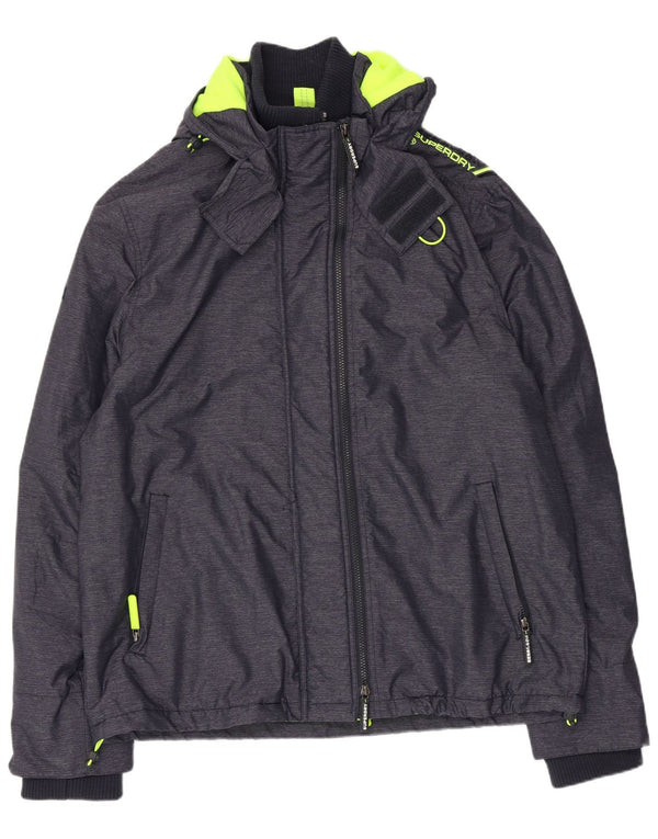 Superdry Chaqueta cortavientos con capucha para hombre UK 46 3XL Nylon azul marino